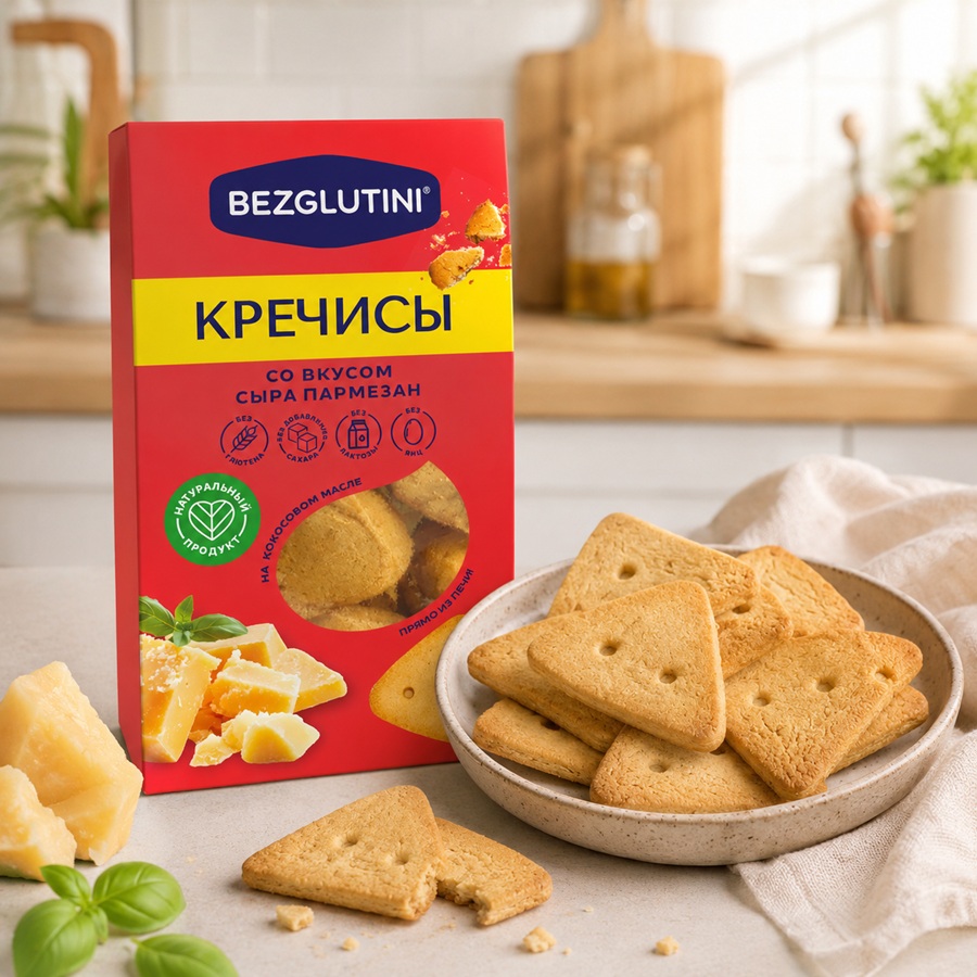 Крекеры «Кречисы» со вкусом пармезана | Bezglutini 
