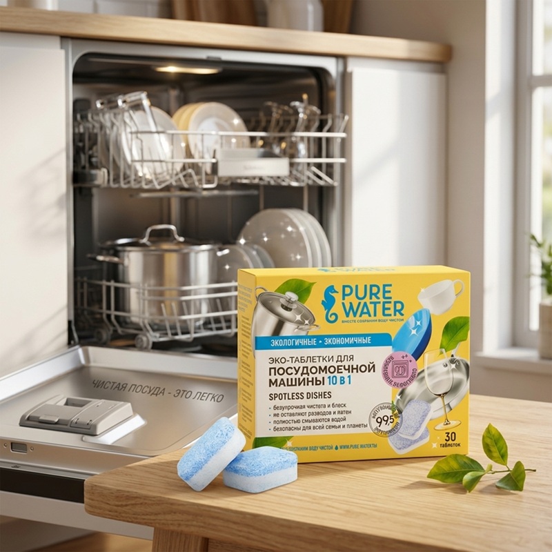 Экологичные таблетки для посудомоечной машины «Spotless Dishes» | Pure Water