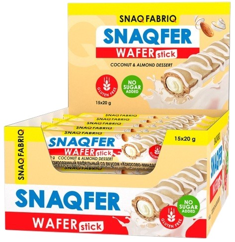 Батончик вафельный Snaqfer «Кокосово-миндальный десерт» | Snaq Fabriq